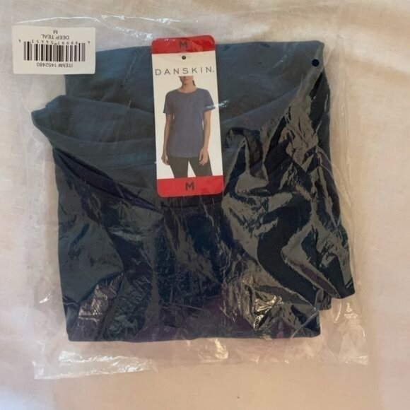 Danskin Tulip Hem Short Sleeved Tunic for Women Sz M in Deep Teal - Picture 3 of 11